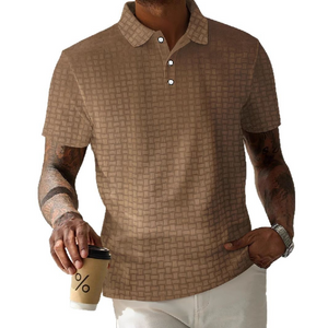 Polo de manga corta con rayas texturizadas para hombre