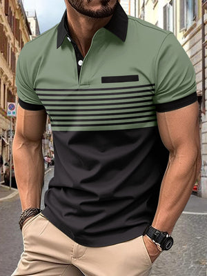 POLO DE RAYAS ESTAMPADO CON CREMALLERA PARA HOMBRE