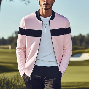 Men's Classic Casual Contrast Color Stitching Air Layer Fabric Jacket