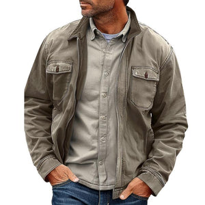 Herren-Vintage-Canvasjacke im Used-Look mit Reißverschluss