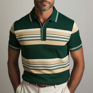 Polo de manga corta con estampado en contraste para hombre, moda de primavera