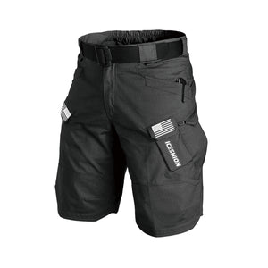 PANTALONES CORTOS CARGO DE ALTO RENDIMIENTO CON BOLSILLOS MÚLTIPLES Y TÁCTICOS DE 11'' DE ENTREPIERNA CON BANDERA DE EE. UU. SIN CINTURÓN CON HEBILLA