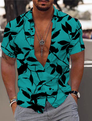 Camisa hawaiana con diseño de hojas Aloha para hombre