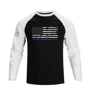 CAMISETA DE MANGA LARGA RAGLÁN CON GRÁFICO DE LA BANDERA DE EE. UU.