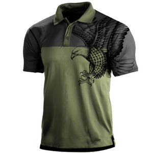 POLOSHIRT MIT RAGLAN-GRAFIK UND ADLER-PRINT