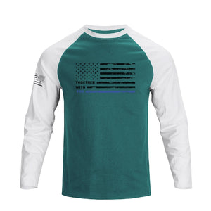 CAMISETA DE MANGA LARGA RAGLÁN CON GRÁFICO DE LA BANDERA DE EE. UU.