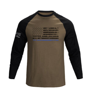 CAMISETA DE MANGA LARGA RAGLÁN CON GRÁFICO DE LA BANDERA DE EE. UU.