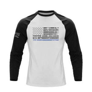 CAMISETA DE MANGA LARGA RAGLÁN CON GRÁFICO DE LA BANDERA DE EE. UU.