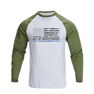 CAMISETA DE MANGA LARGA RAGLÁN CON GRÁFICO DE LA BANDERA DE EE. UU.