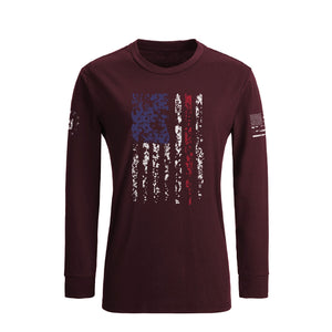 CAMISETA DE MANGA LARGA CON BANDERA DE EE. UU. PARA MUJER