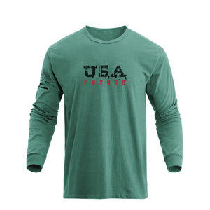 Langärmliges T-Shirt mit USA-Flaggen-Grafik