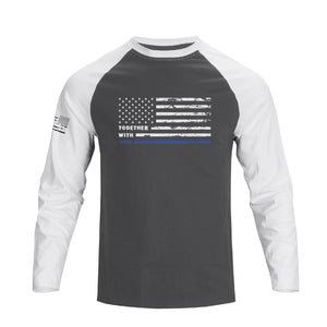 CAMISETA DE MANGA LARGA RAGLÁN CON GRÁFICO DE LA BANDERA DE EE. UU.