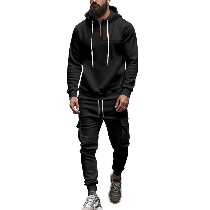 Men's Loose Sports Hooded Sweatshirt And Pants Set