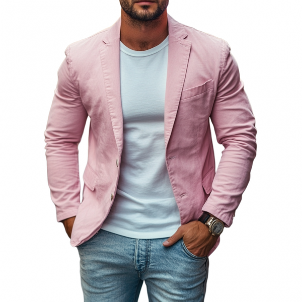 Men's Casual Premium Cotton Notched Lapel Single Breasted Slim Fit Blazer MTA0213D3M