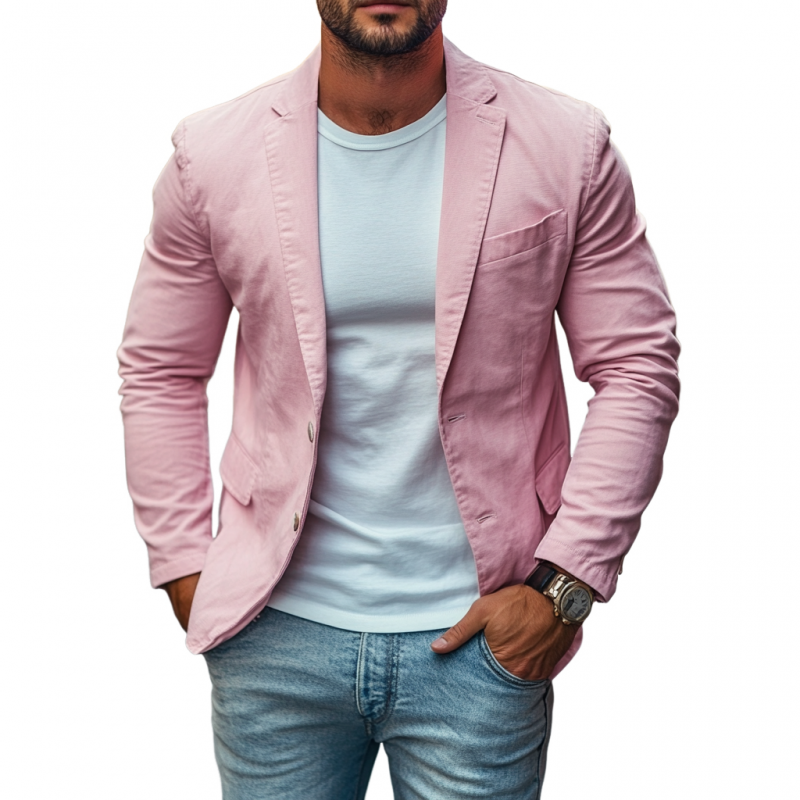 Men's Casual Premium Cotton Notched Lapel Single Breasted Slim Fit Blazer MTA0213D3M