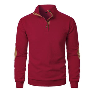 Men's Stand Collar Colorblock Casual Jacquard Sweatshirt