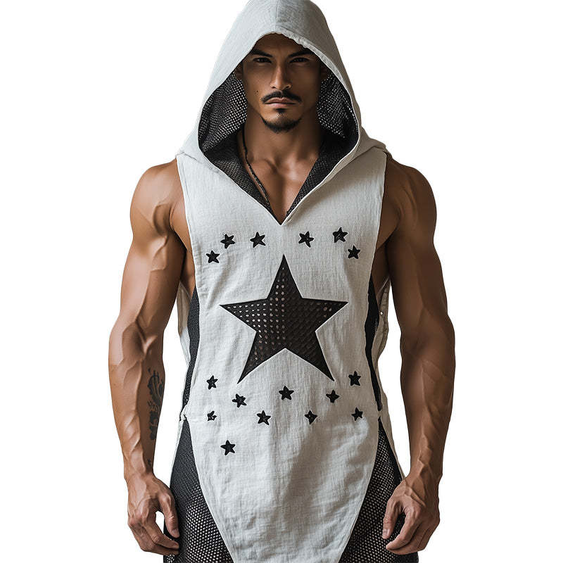 Men's Fashion Fishnet Hooded Tank Top