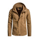 Lässige Herren-Cargojacke aus gewaschener Baumwolle mit Patchwork-Kapuze und schmaler Passform 