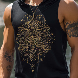 Men's Personalized Fashion Printed Hooded Tank Top