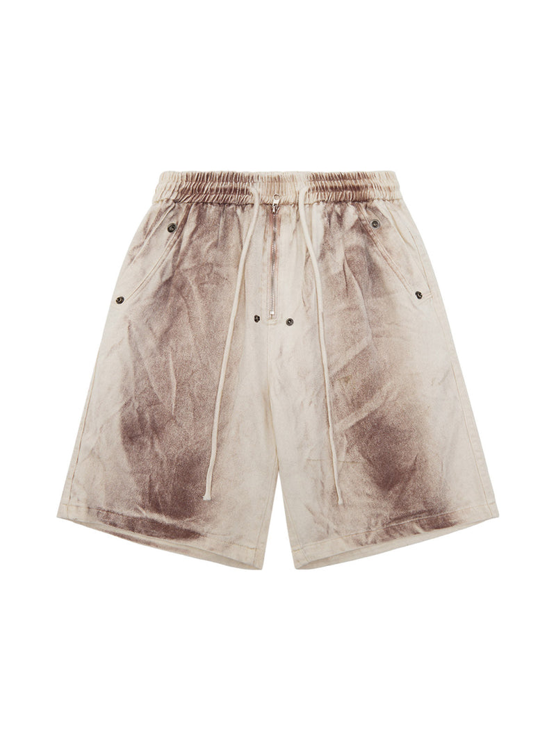 Spray-painted Woodcut Hip-Hop Shorts