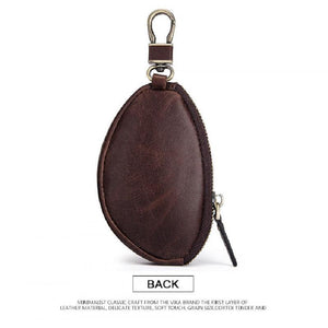 Cartera clásica de piel de vaca con cremallera para llaves de coche para hombre