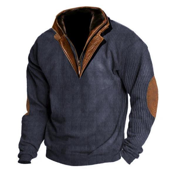 Men's Colorblock Stitching Collar Lapel Sweatshirt