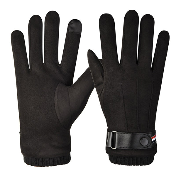 Suede Men Guantes Gloves Winter Touch Screen Keep Warm Windproof Driving Thick Cashmere Anti Slip Outdoor Male Leather