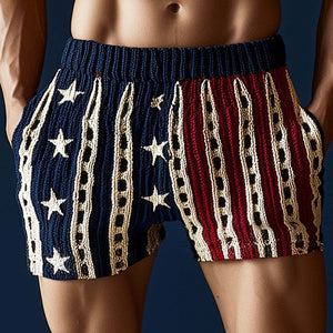 Herren Western Retro Star Stickerei Gewebte Freizeitsport-Shorts