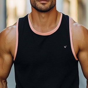 Camiseta sin mangas de algodón negra, fresca y agradable para la piel para hombre