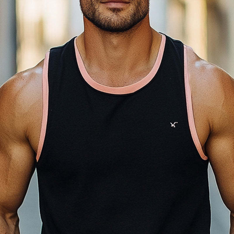 Men's Cool Skin-friendly Black Cotton Tank Top