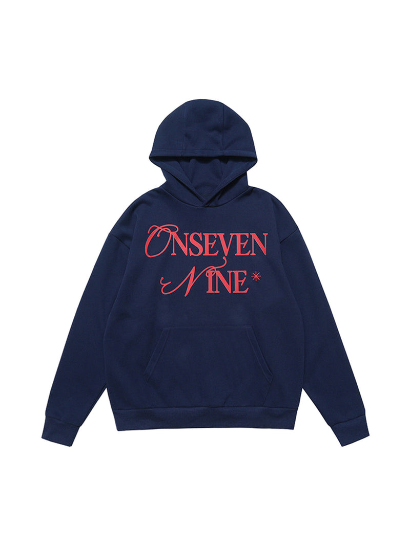 Basic Letter Print Fleece Hoodie