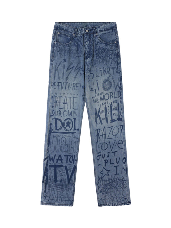 Hip-hop Graffiti Alphabet Jeans