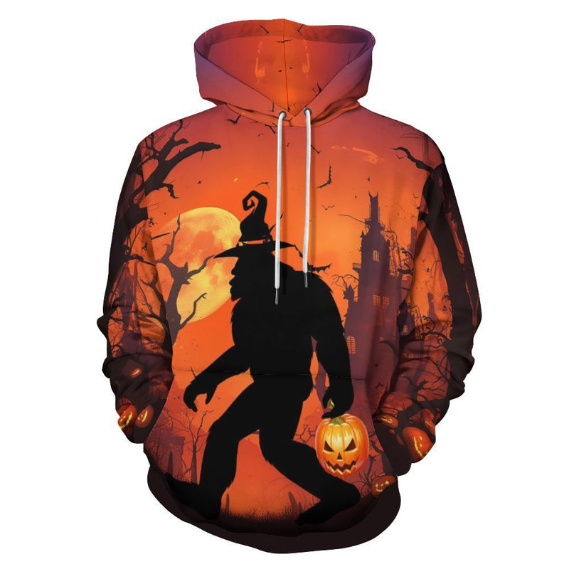 HALLOWEEN BIGFOOT PRINTED PERSONALIZED LOOSE MEN'S HOODIE HOODIE