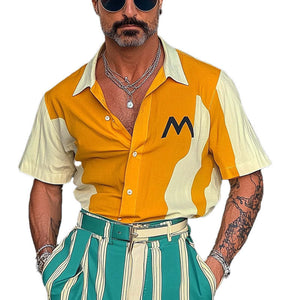 Men's Contrast Print Short Sleeve Shirt