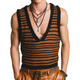 Men's Vintage Striped Knit V-Neck Tank Top