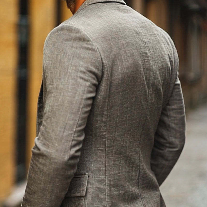 Men's Casual Cotton Linen Notch Lapel Single-breasted Slim-fit Blazer
