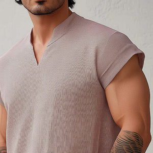 Camiseta básica de verano de manga corta con textura en color liso para hombre