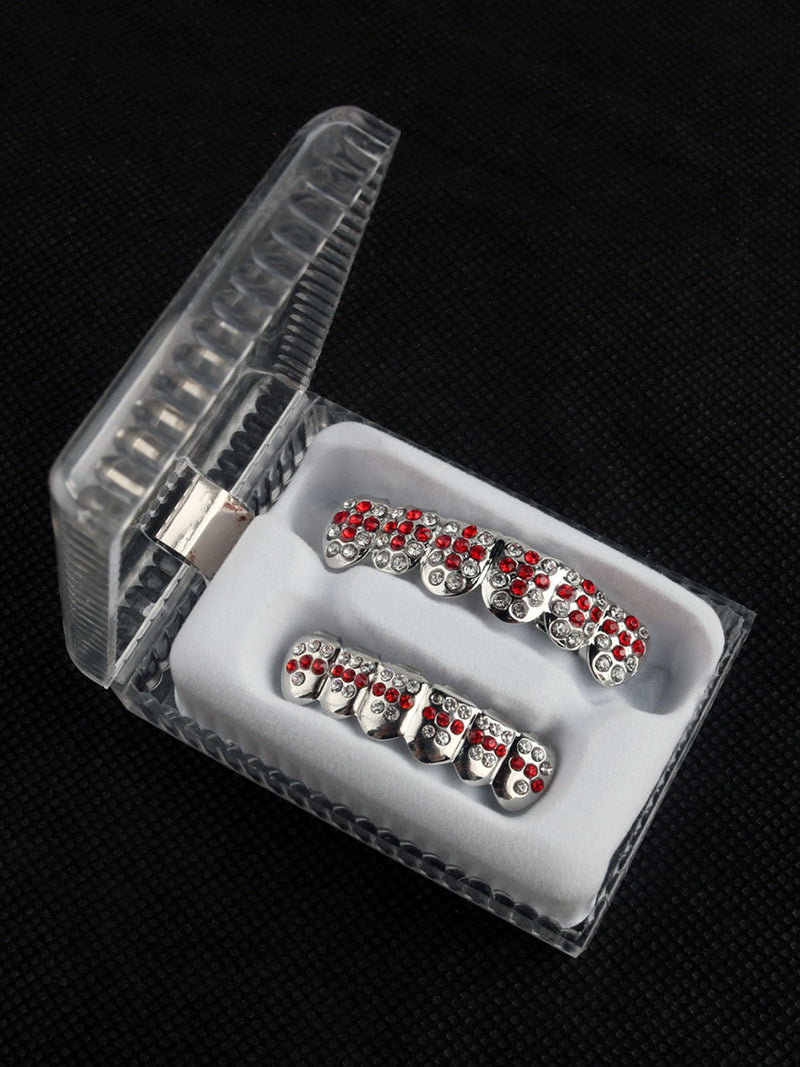 Red Zircon Silver Plated Teeth Braces