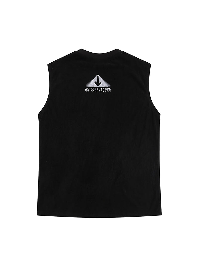 Retro Hip Hop Abstract Letter Print Vests