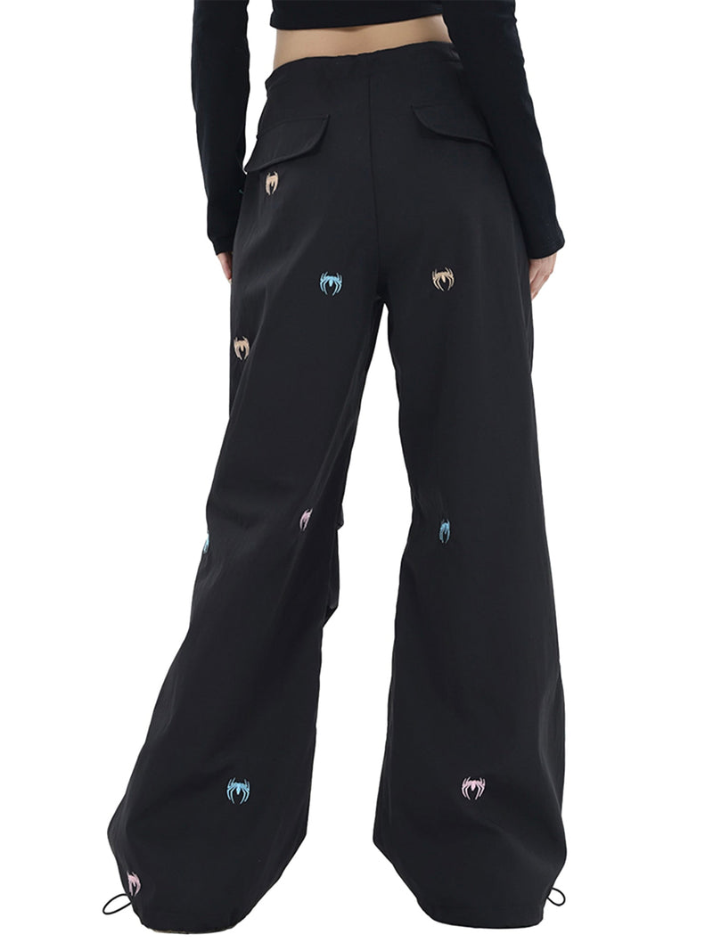 Embroidered Spider Straight Leg Pants