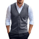 Chaleco tipo cárdigan informal de punto de color liso para hombre