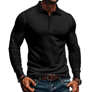 Camisa POLO informal de manga larga elástica para hombre