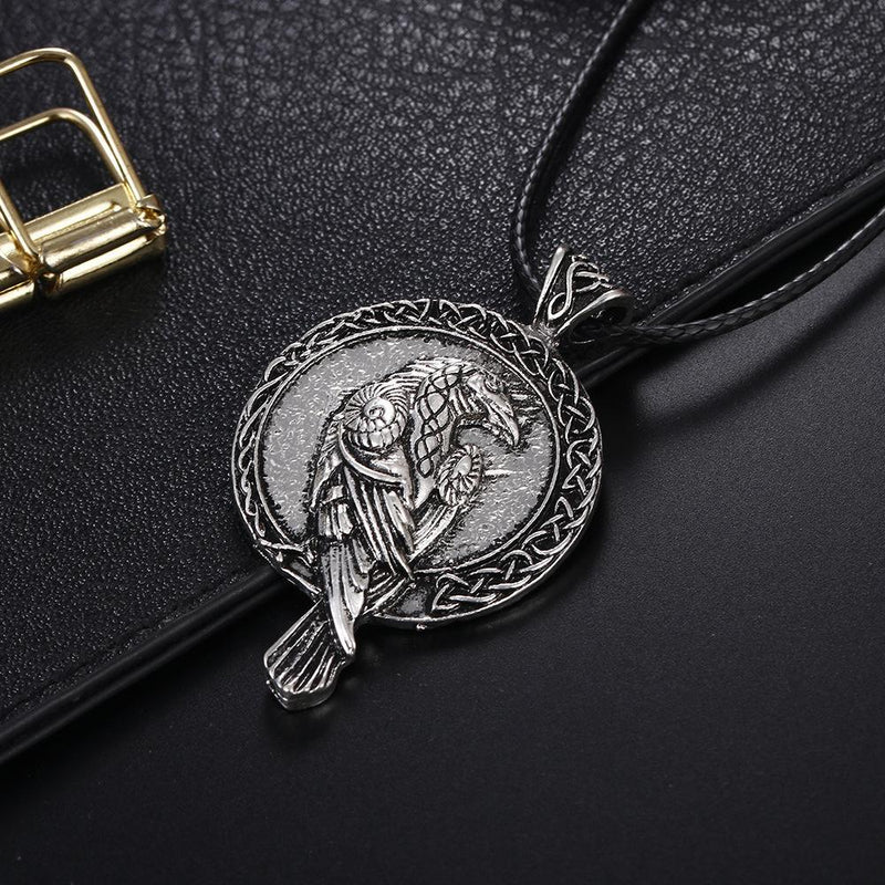 Vintage Casual Ancient Celtic Raven Viking Necklace