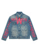 High Street Graffiti Lettered Distressed Washed Denim Jacket