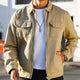 Chaqueta vintage caqui lisa con cremallera para hombre