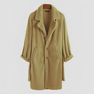 Men's Solid Color Single Breasted Coat Lapel Plush Coat