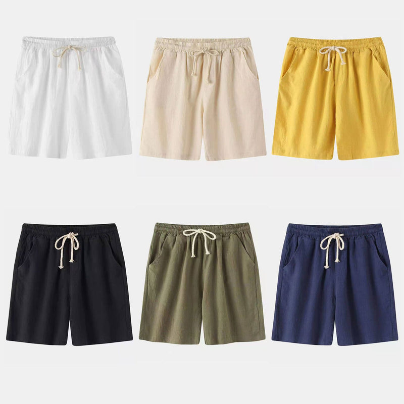 MEN'S COTTON AND LINEN BEACH SHORTS