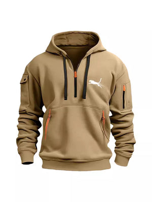 SUDADERA CON CAPUCHA Y CREMALLERA CON DISEÑO DE MÚLTIPLES BOLSILLOS