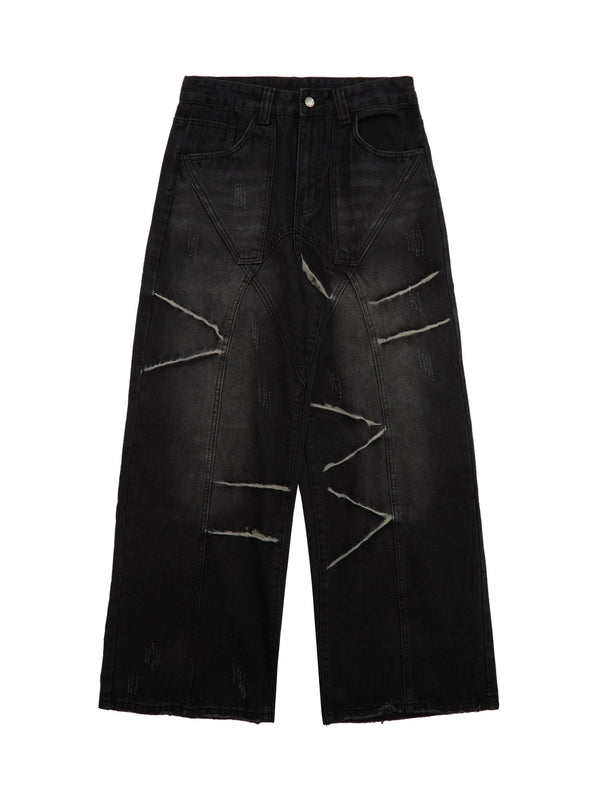 Deconstructed Design Wash Jeans