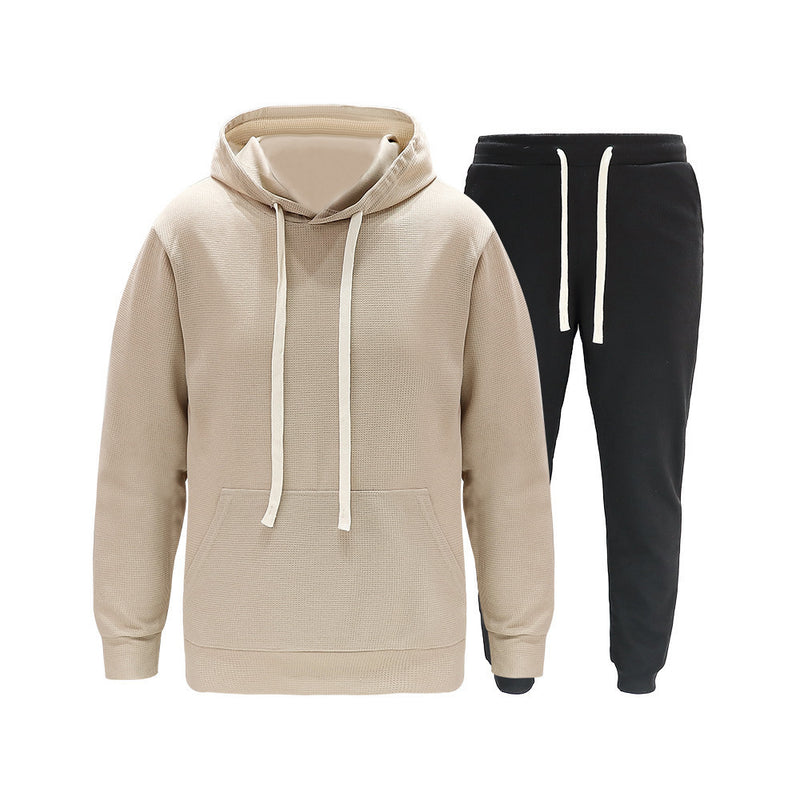 WAFFLE CASUAL SPORTS SUIT LOOSE AND HANDSOME HOODED SWEATSHIRT